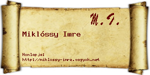 Miklóssy Imre névjegykártya