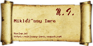 Miklóssy Imre névjegykártya